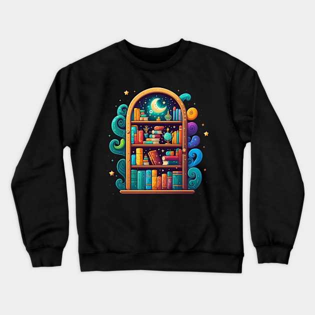 Magic Bookshelf Crewneck Sweatshirt by UnrealArtDude